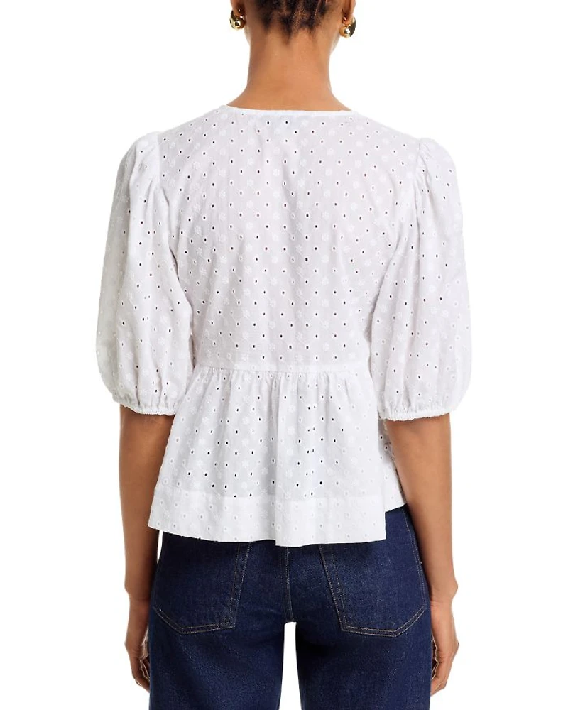 Paula Eyelet Tie Front Top