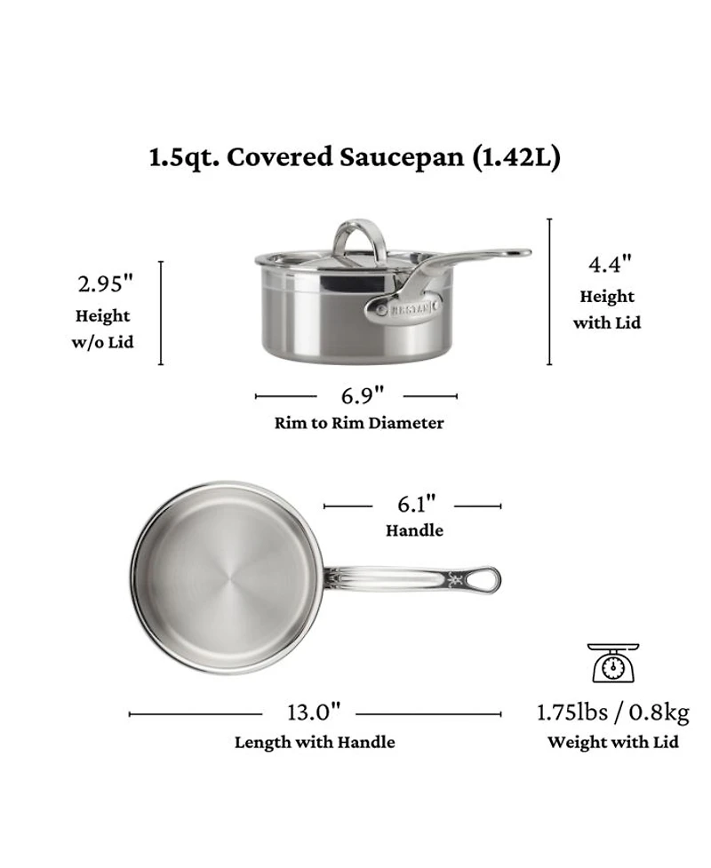 ProBond® Forged 1.5-Quart Professional Clad Stainless Steel Saucepan with Lid