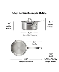 ProBond® Forged 1.5-Quart Professional Clad Stainless Steel Saucepan with Lid