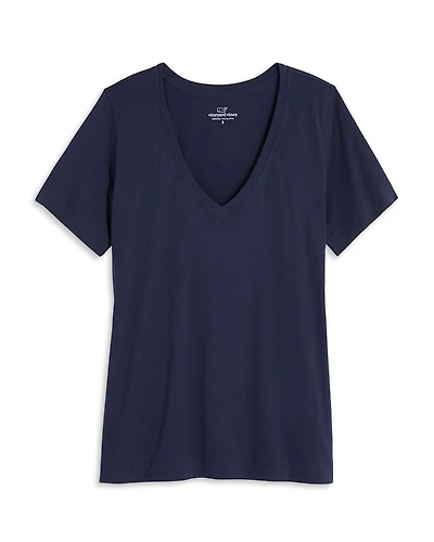Vineyard Vines Striped V Neck Cotton Tee