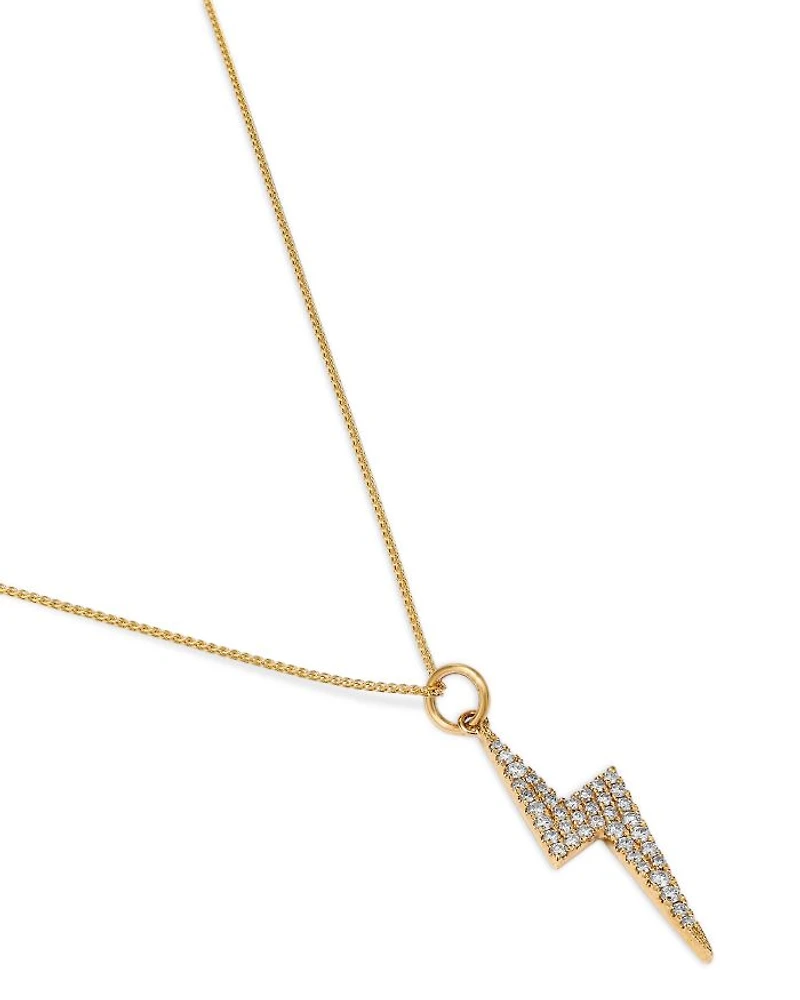 Diamond Lightning Bolt Pendant Necklace in 14K Yellow Gold, 0.32 tcw