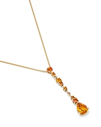 Citrine, Orange Sapphire & Diamond Pendant Necklace in 14K Yellow Gold, 18"