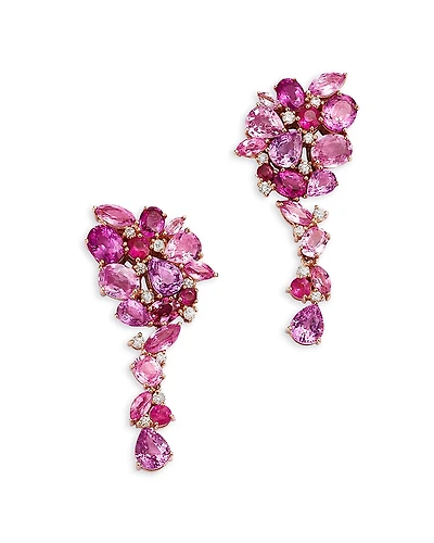 Bloomingdale's Fine Collection Multicolor Pink Sapphire & Diamond Drop Earrings