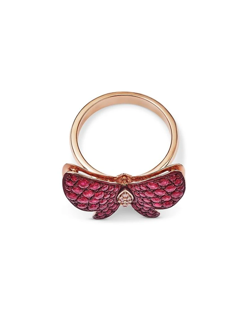Ruby & Diamond Butterfly Ring in 14K Rose Gold