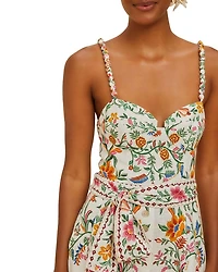 Delicate Forest Off White Linen Romper Swim Cover-Up