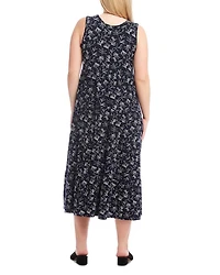 Plus Floral Tiered Midi Dress