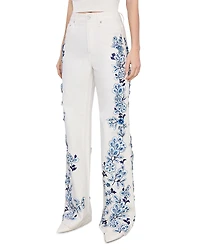 Alice and Olivia Weezy Floral Embroidered Pants