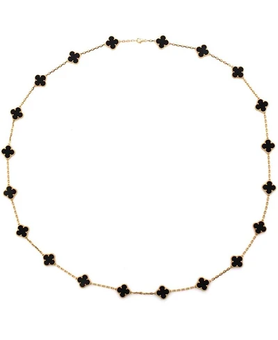 Vintage Alhambra 20 Motifs Necklace 18K Gold and Onyx