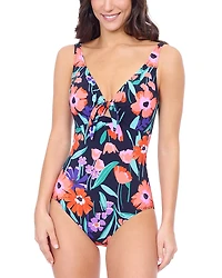 Profile by Gottex Marguerite V Neck Tie Front One Piece Swimsuit