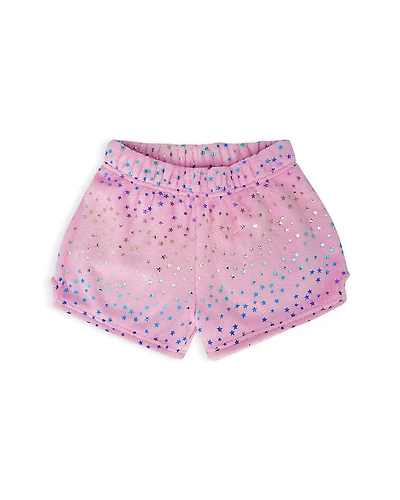 Iscream Girls' Pink Foil Stars Plush Shorts - Big Kid