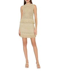 Beaded Fringe Hem Knit Skirt