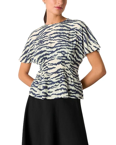 Feathered Tiger Shirred Blouse
