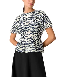 Whistles Feathered Tiger Shirred Blouse