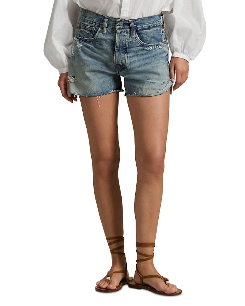 Mid Rise Denim Shorts