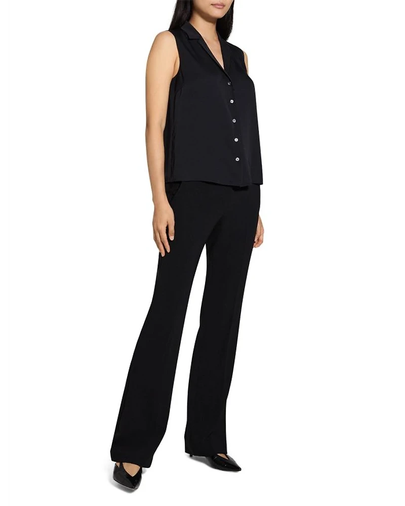 Sleeveless Button Front Silk Top