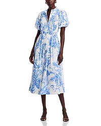 T Tahari Puffed Sleeve Shirtdress