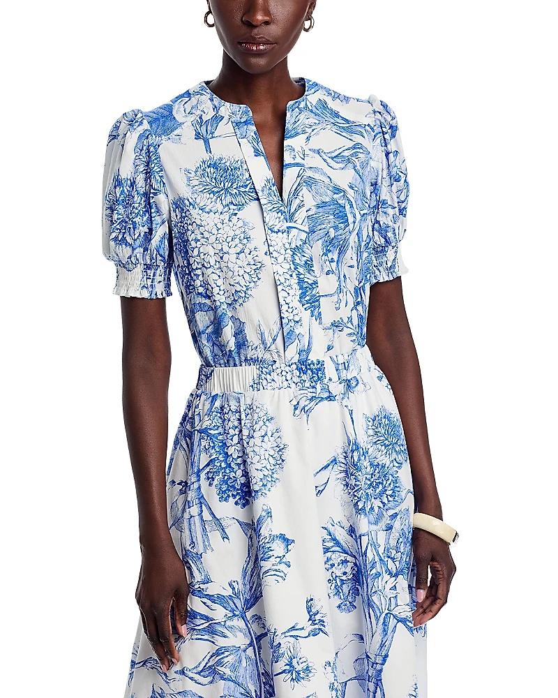 T Tahari Split Neck Blouse