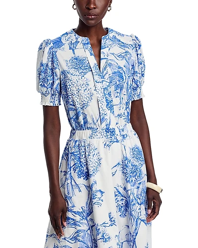 T Tahari Split Neck Blouse