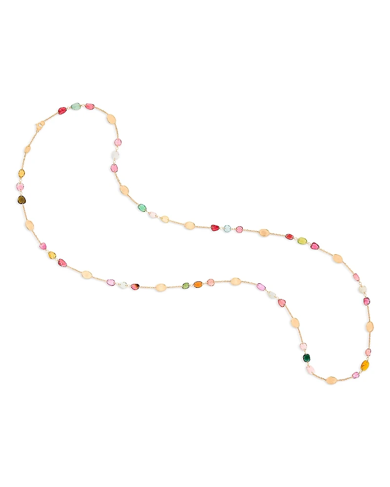 Marco Bicego 18K Yellow Gold Lunaria Tourmaline Multicolor Tourmaline Long Length Statement Necklace, 37.8