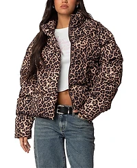Edikted Dalya Leopard Printed Puffer Jacket