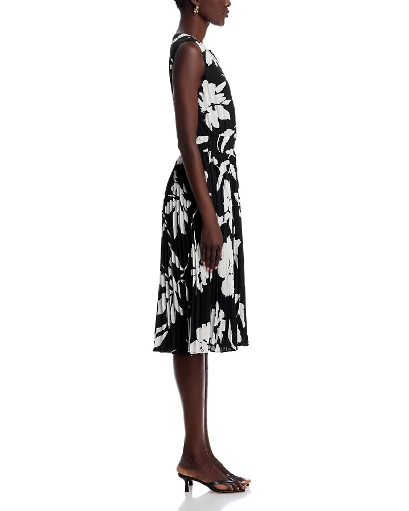 Split Neck Floral Print Dress