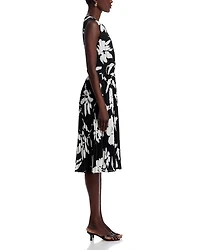 Split Neck Floral Print Dress