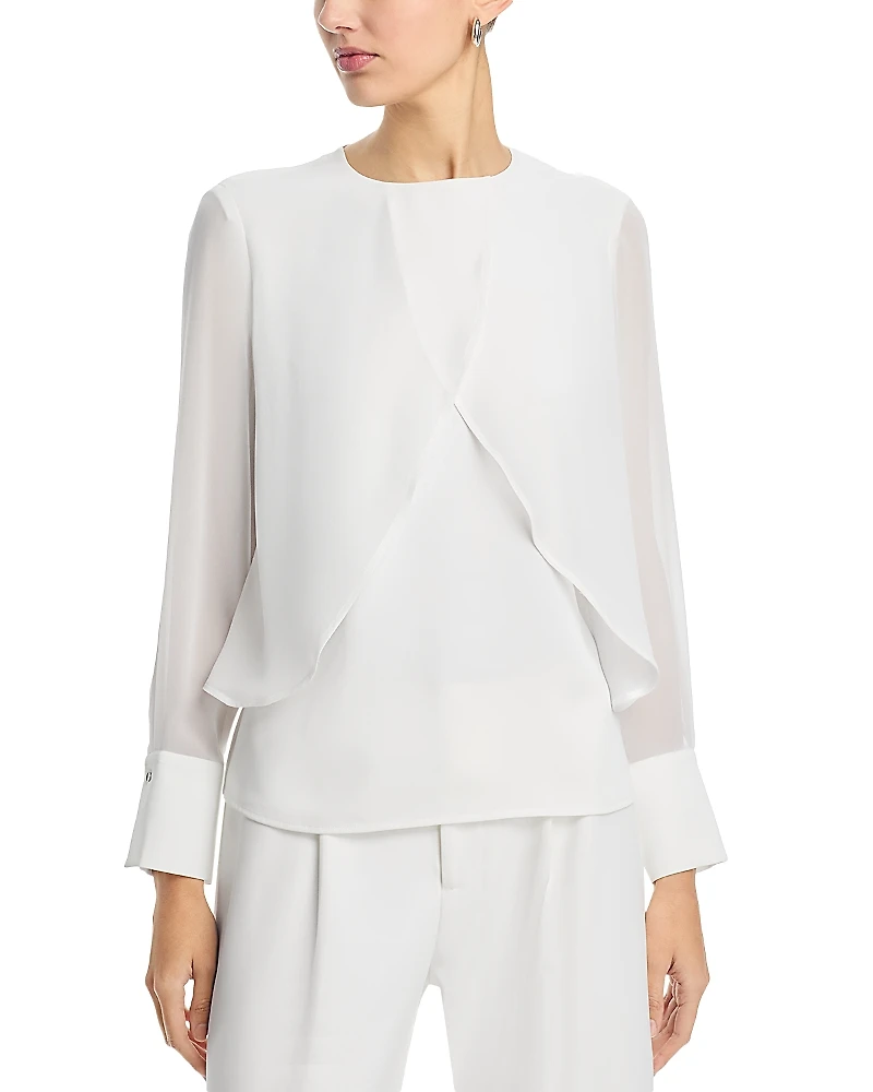 Misook Chiffon Overlay Blouse
