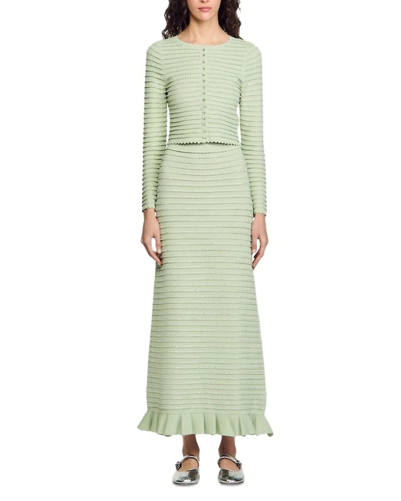 Rhinestone Knit Maxi Skirt