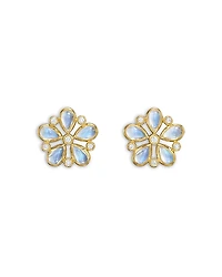 Temple St. Clair 18K Yellow Gold Fj Blue Moonstone & Diamond Luna Flower Stud Earrings