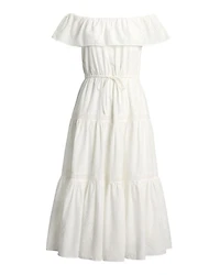 Cotton Off The Shoulder Tiered Dress