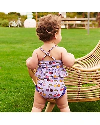 Girls' Joy Sleeveless Ruffle Top & Print Bottom Two Piece Swimwear - Baby
