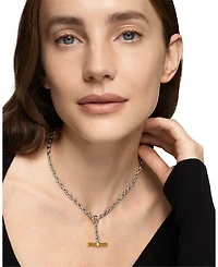 Mercer Petite Toggle Chain Necklace Sterling Silver and 18K Yellow Gold with Diamonds, 4.5mm