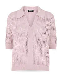 Pointelle Collar Detail Knit Sweater