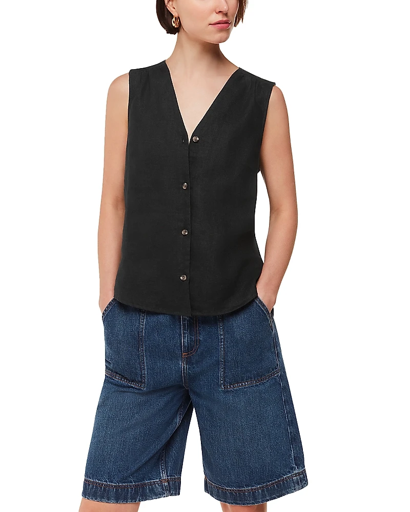 Whistles Laura Linen V Neck Vest