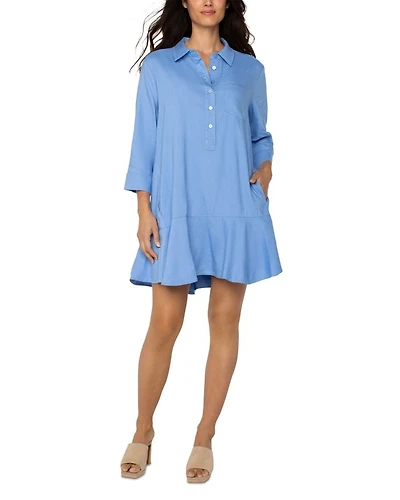Ruffle Hem Shirt Dress