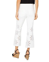 Hannah High Rise Crop Flare Jeans White Daisy