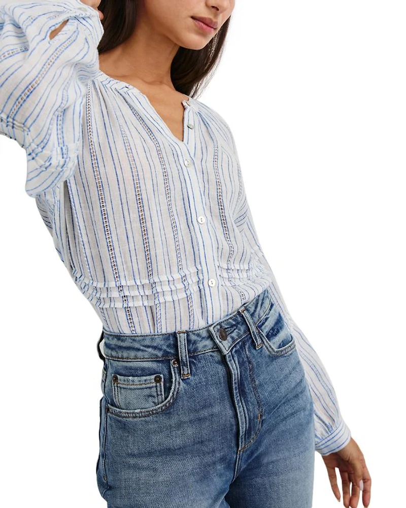 Frances Relaxed Fit Linen Peasant Top