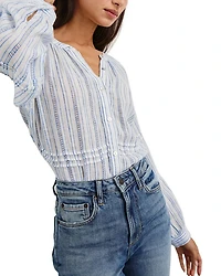 Frances Relaxed Fit Linen Peasant Top