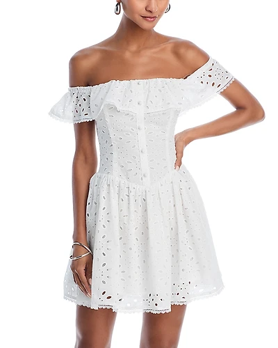 Aqua Eyelet Mini Dress - Exclusive