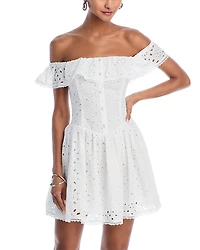 Aqua Eyelet Mini Dress - Exclusive