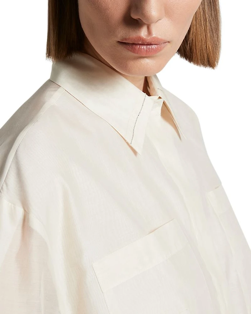 Concealed Button Long Sleeve Blouse