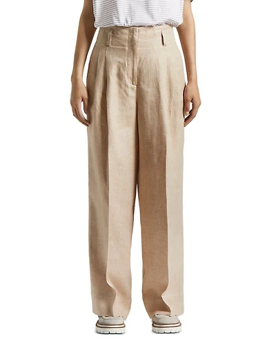 Pleated Straight Leg Trousers