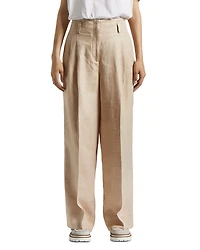 Pleated Straight Leg Trousers