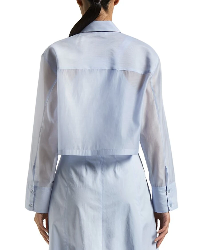 Cropped Flap Pocket Blouse
