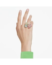 Idyllia Multicolor Crystal Flower Triple Row Ring