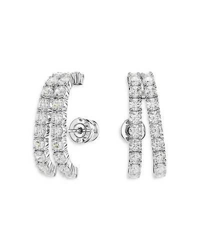 Matrix Crystal Double Row Cuff Stud Earrings