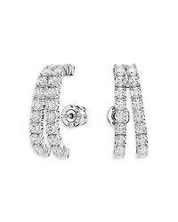 Matrix Crystal Double Row Cuff Stud Earrings