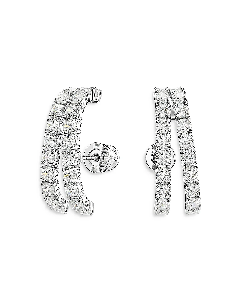 Swarovski Matrix Crystal Double Row Cuff Stud Earrings