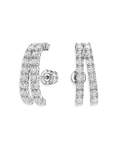 Swarovski Matrix Crystal Double Row Cuff Stud Earrings