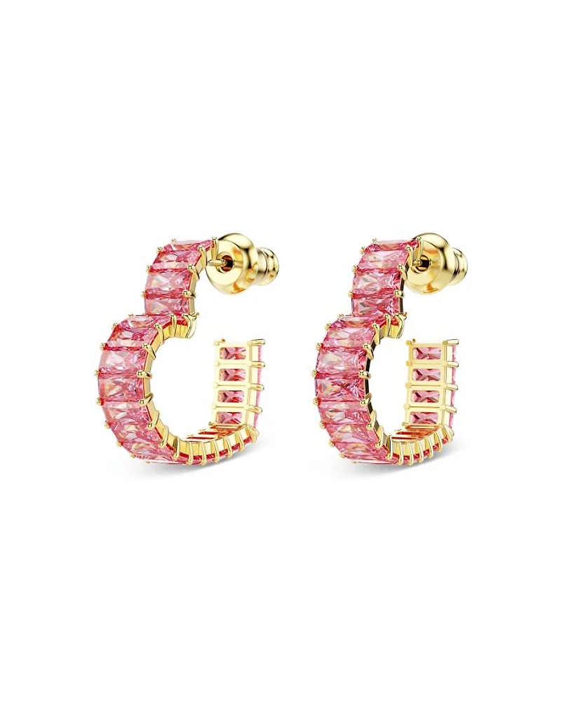 Matrix Pink Crystal Heart Hoop Earrings